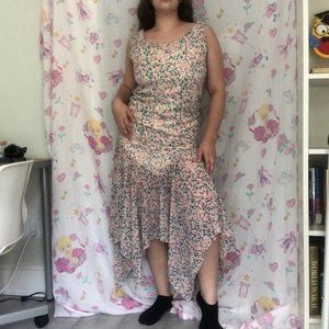 VINTAGE 80s PASTEL PATTERNED DROP WAIST TANK DRESS